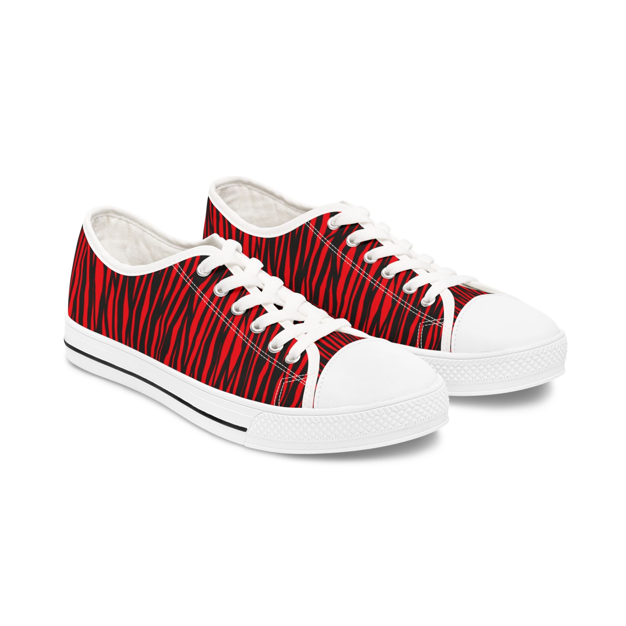 Fierce Red Tiger Print Women's Low Top Sneakers